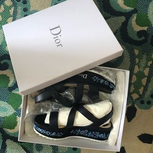 Dior embroidered platform sandals
